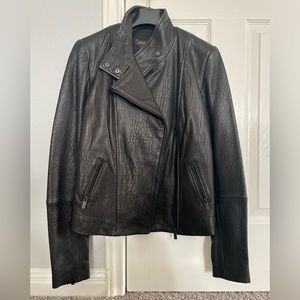 Halogen Black Moto Textured Leather Jacket Small